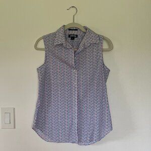 Lands' End No Iron Supima Cotton Sleeveless Shirt Button Up Top 6
